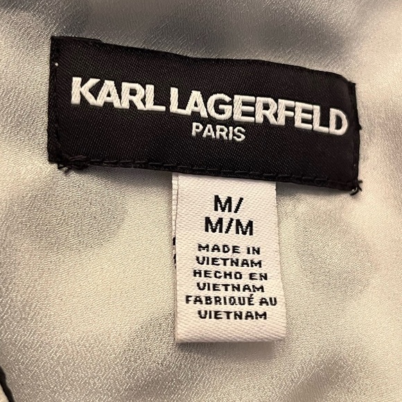 Karl Lagerfeld Long Sleeve Sunglasses Print Blouse Womens M White Button Front - Picture 5 of 7